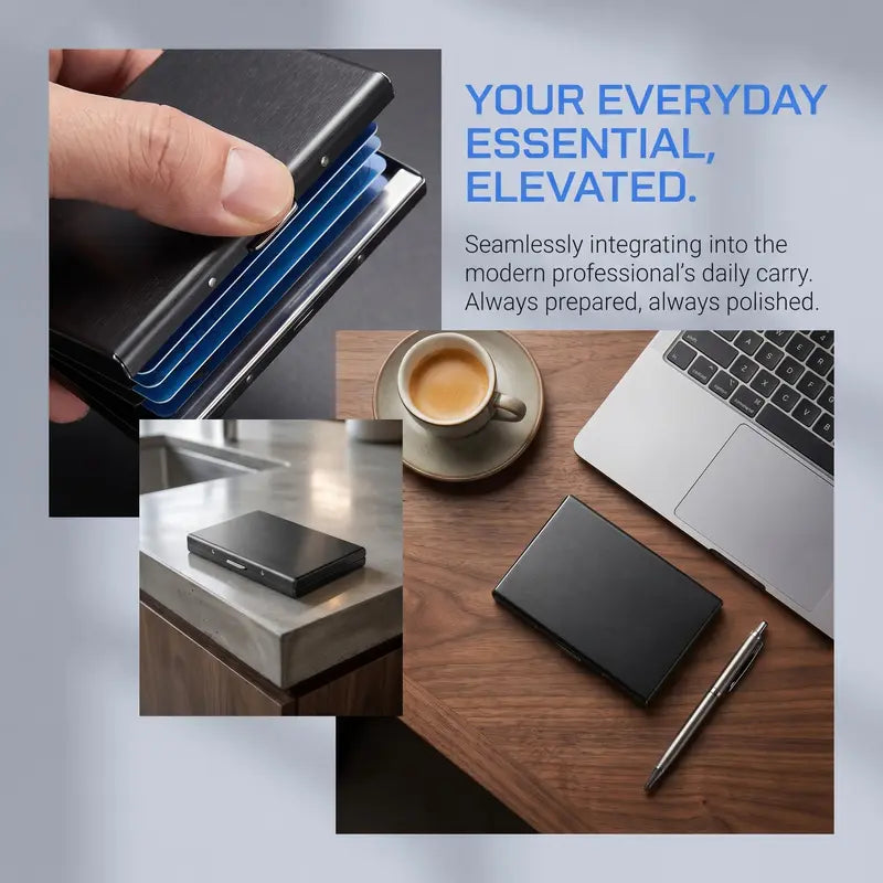 πΌ BUSINESS FAVORITE | Premium Metal Card Holder β Slim RFID Wallet with Matte Black Finish