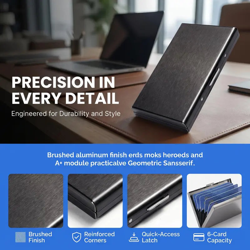 πΌ BUSINESS FAVORITE | Premium Metal Card Holder β Slim RFID Wallet with Matte Black Finish
