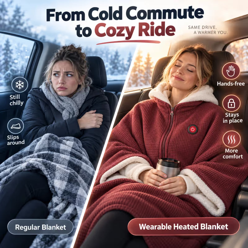 🔥🔥🔥8-Zone Heated Blanket & Wearable Shawl – 3 Heat Levels, USB Powered