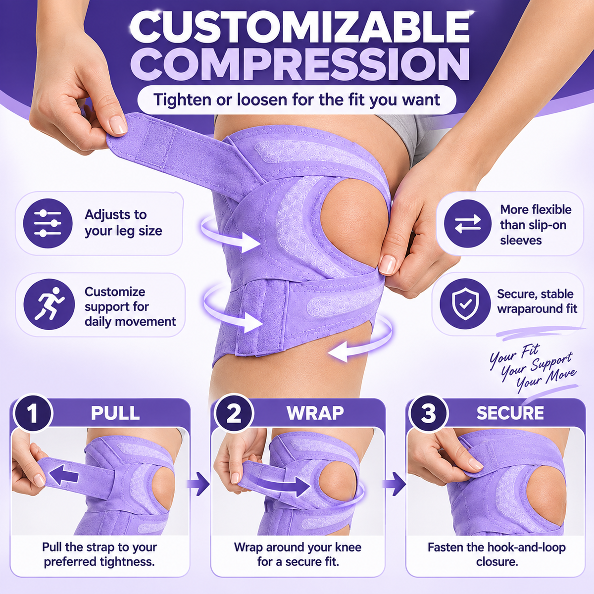 π Adjustable Open-Patella Knee Support Brace β Flexible Stabilizers & Custom Compression