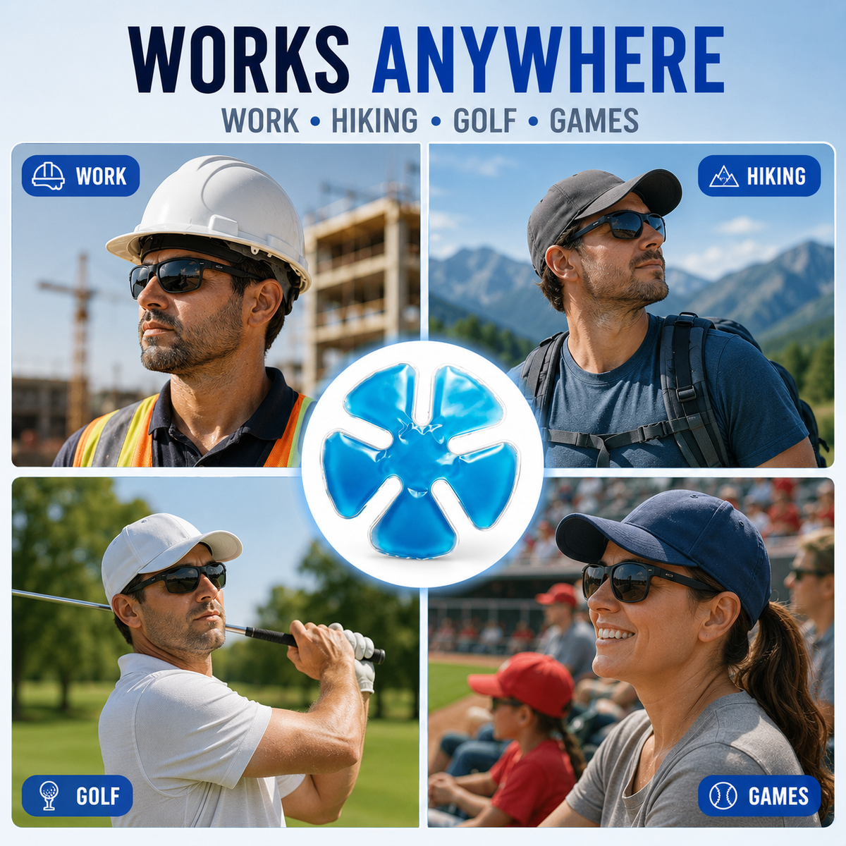 ❄️2PCS Cooling Hat Insert – Reusable Gel Ice Pack for Helmets & Caps