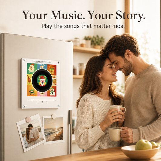 ๐ต Magnetic NFC Acrylic Music Player with 9 Mini Vinyl Discs โจ