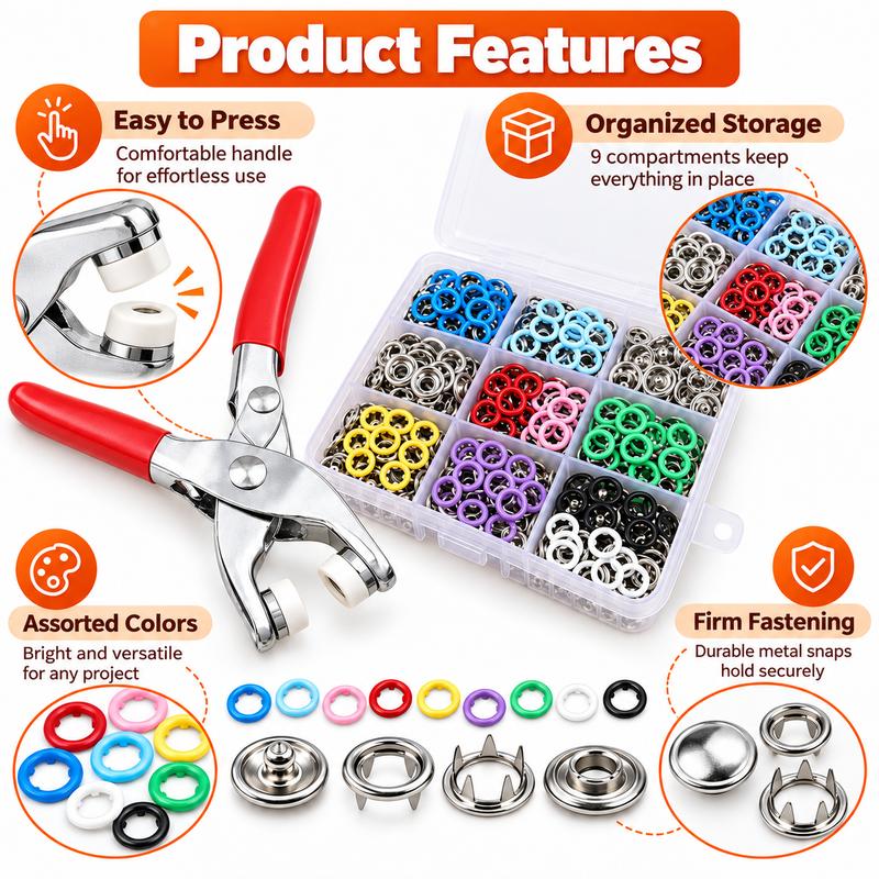 🔥Black Friday Deal|Seamless Stitching Sewing Kit‑100Pcs Invisible Colored Metal Buckle & Manual Pressure Pliers