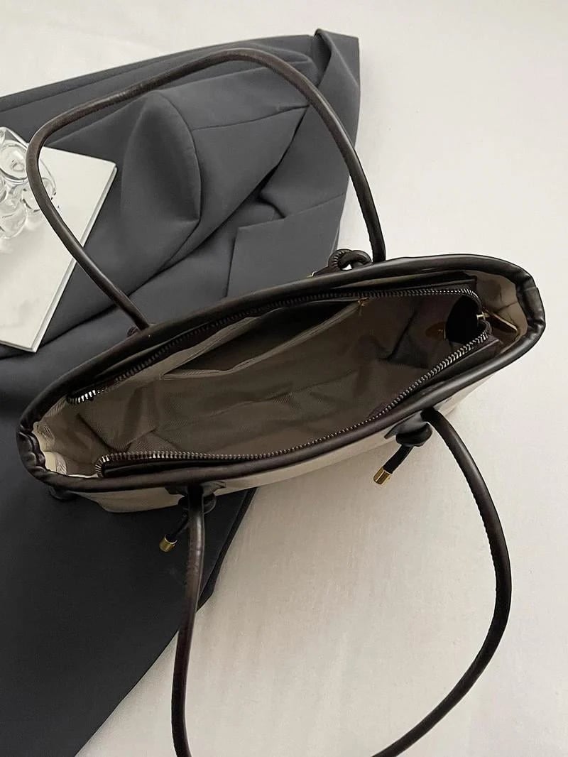 đWomen's Elegant Solid Color Large Capacity Shoulder Bag | Trendy Versatile Tote for Daily Commute & Casual Use