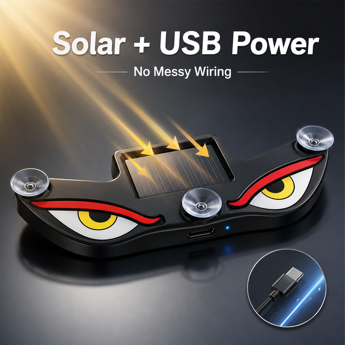 π₯ Solar LED Car Eyes β Flashing Windshield Light