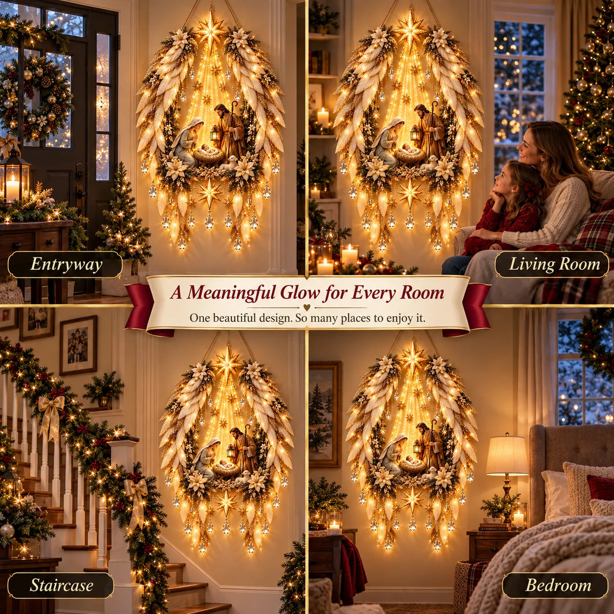 ✨👼 3D Heavenly Angel Wings Nativity Light✨ – Lighted Christmas Wall Decor ✈️