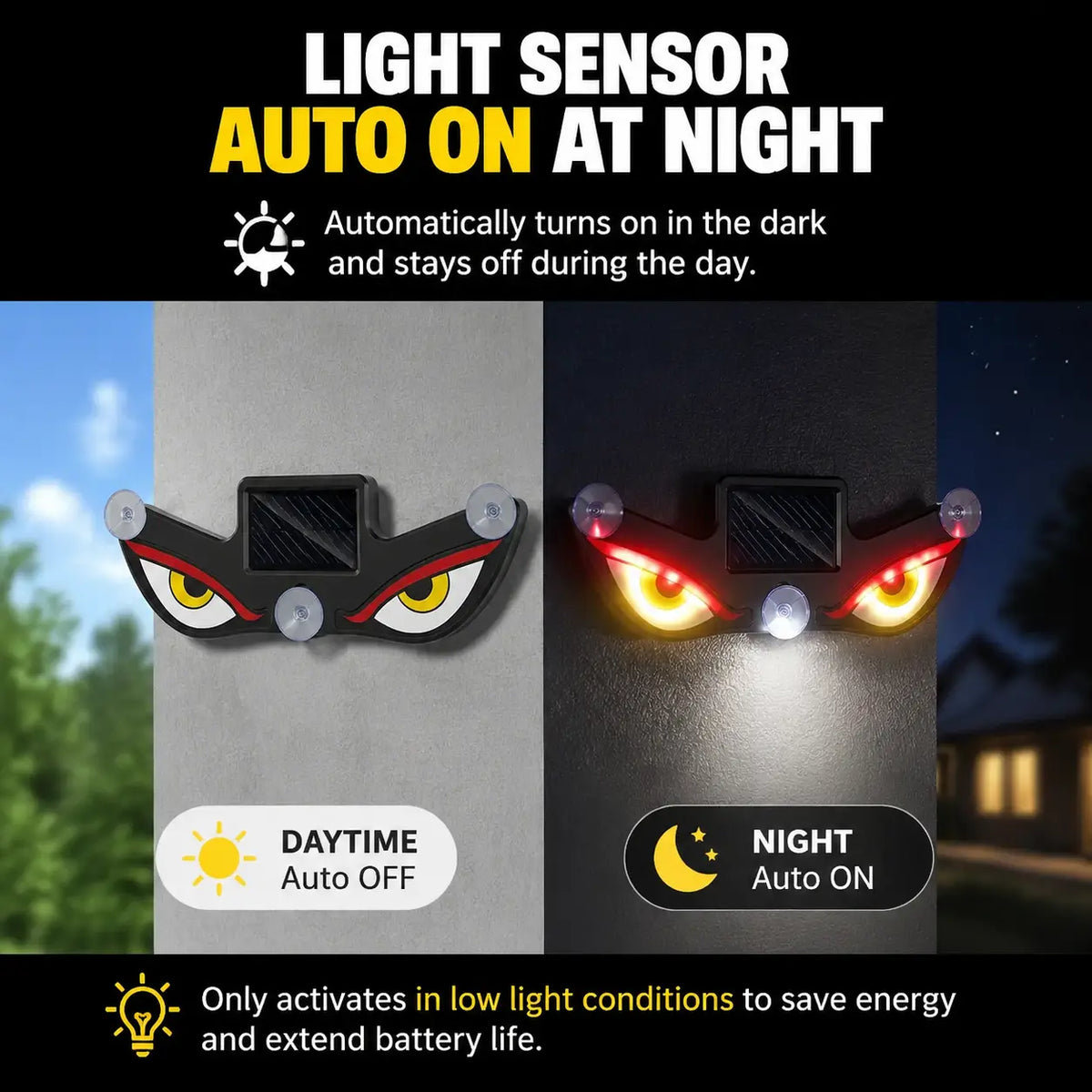 π₯ Solar LED Car Eyes β Flashing Windshield Light