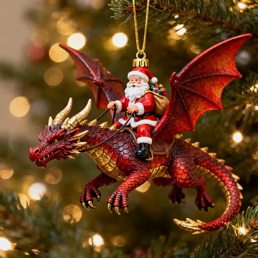 ๐
Santa Riding Dragon Christmas Ornaments โ 6-Piece Fantasy Collectible Set