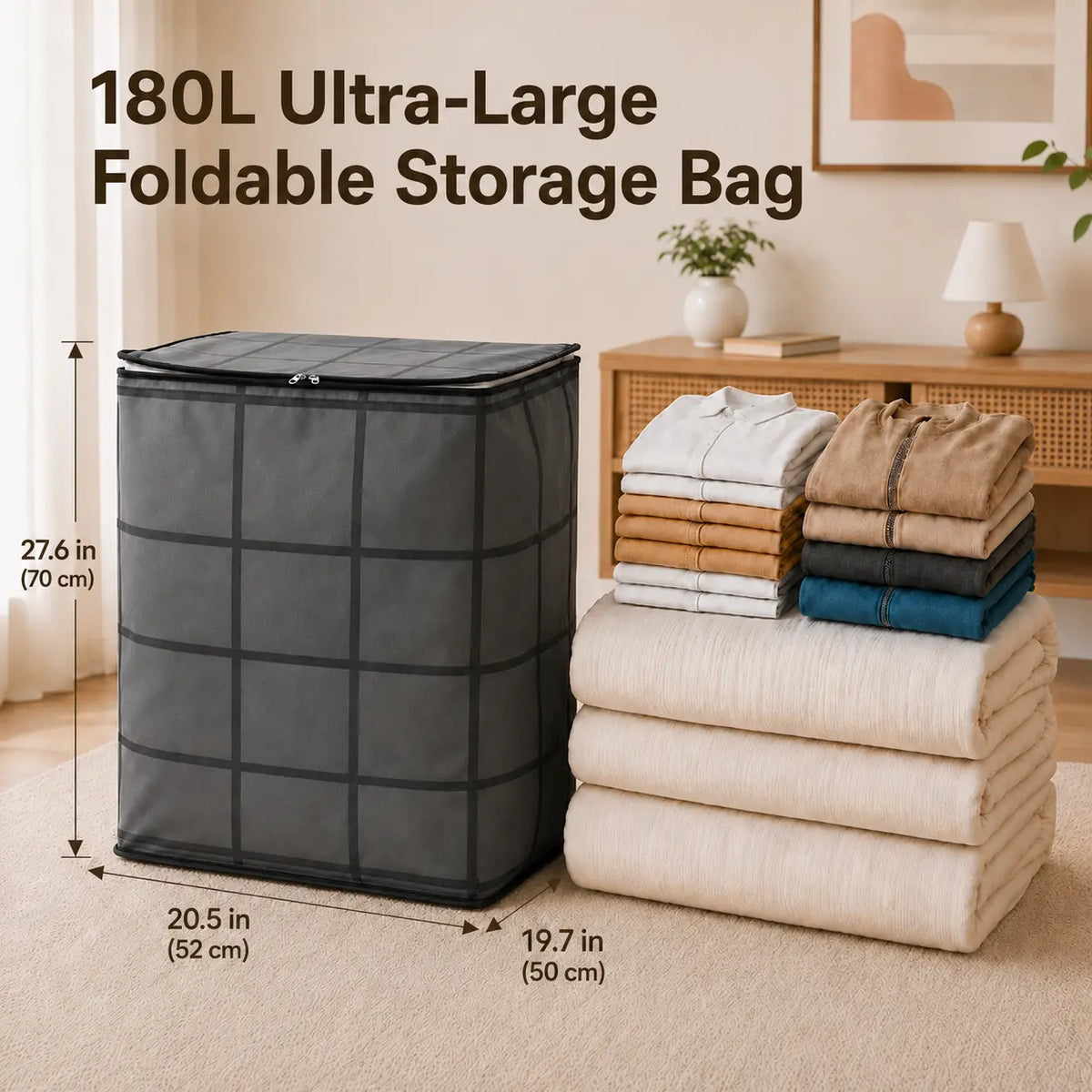 π₯ LAST DAY 50% OFF! π XXL 210L Storage Bag β Large Capacity Moving & Closet Organizer for Quilts, Bedding & Sweaters