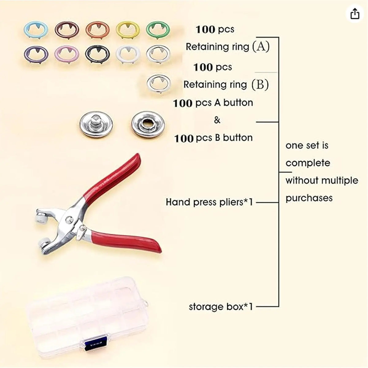 đĽHOT SALE 49% OFFâ¨100 pcs Invisible Colored Metal Buckle & Manual Pressure Pliers Kit