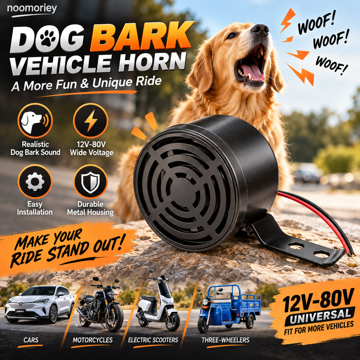 π― π₯Dog Barking Horn Car Horn Reversing 12V-80V Universal Motorcycle Electric Vehicle Horn Trumpet
