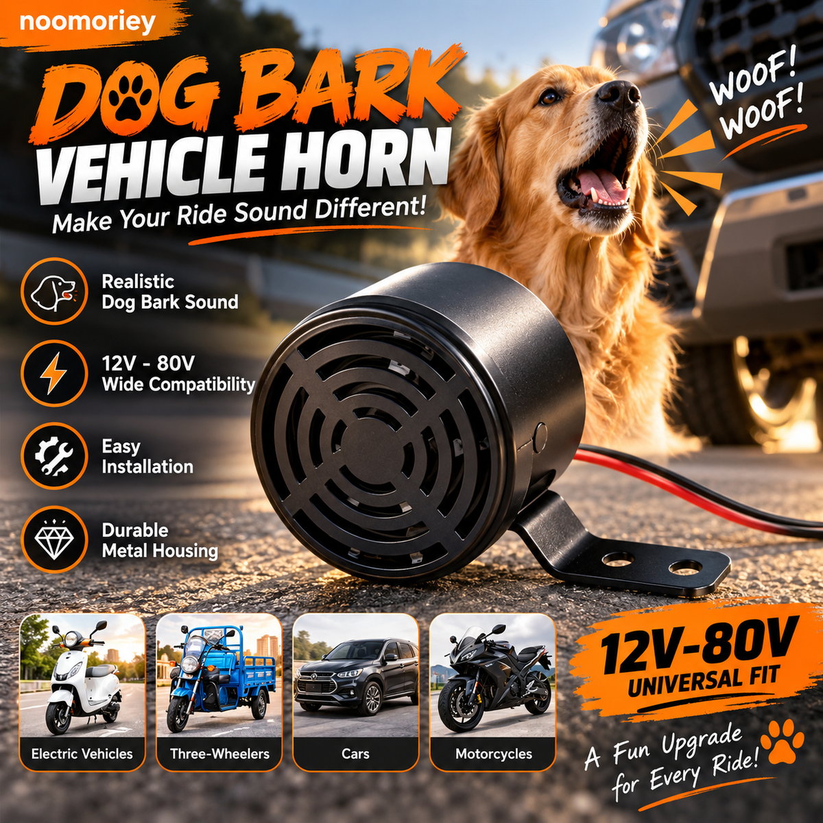π― π₯Dog Barking Horn Car Horn Reversing 12V-80V Universal Motorcycle Electric Vehicle Horn Trumpet