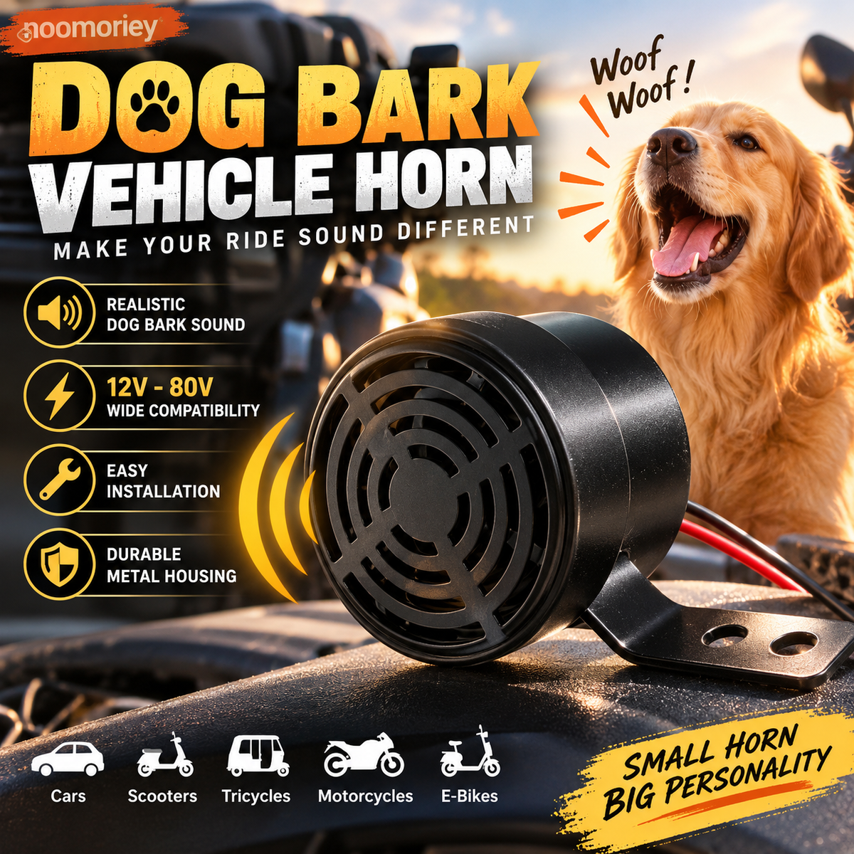 π― π₯Dog Barking Horn Car Horn Reversing 12V-80V Universal Motorcycle Electric Vehicle Horn Trumpet