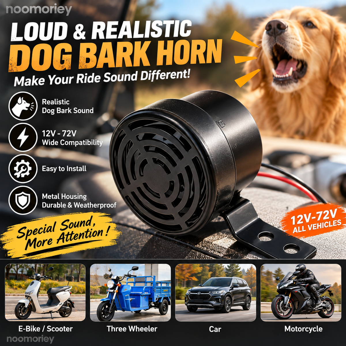 π― π₯Dog Barking Horn Car Horn Reversing 12V-80V Universal Motorcycle Electric Vehicle Horn Trumpet
