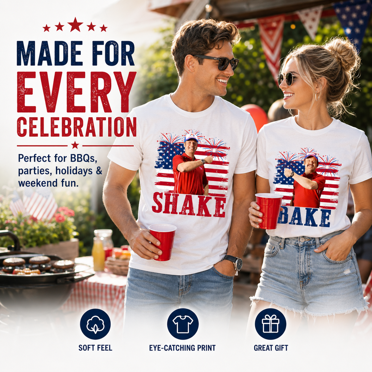 Shake and Bake 4th Of July T-Shirt, Funny Couples Fourth Of July Shirt, Independence Day Tees, Unisex Clothing
