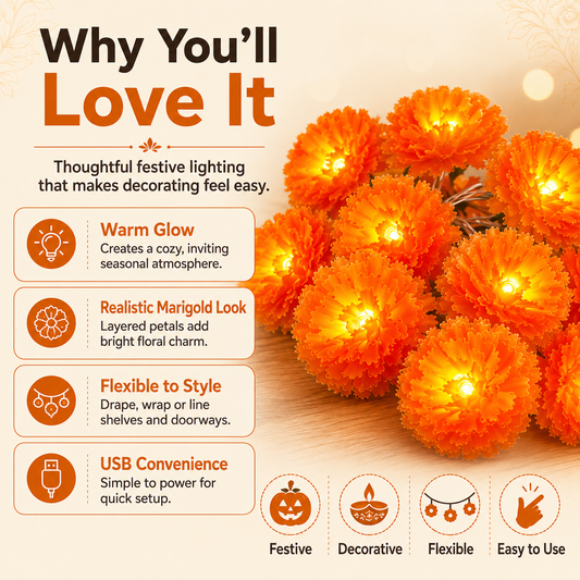 ๐ผUSB Charging Lighted Marigold Garland