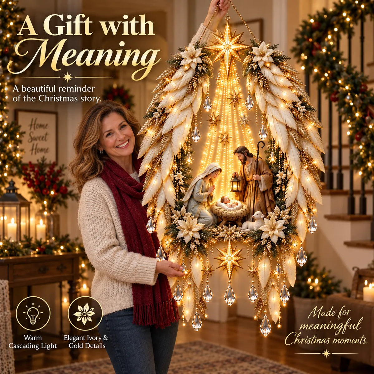 ✨👼 3D Heavenly Angel Wings Nativity Light✨ – Lighted Christmas Wall Decor ✈️