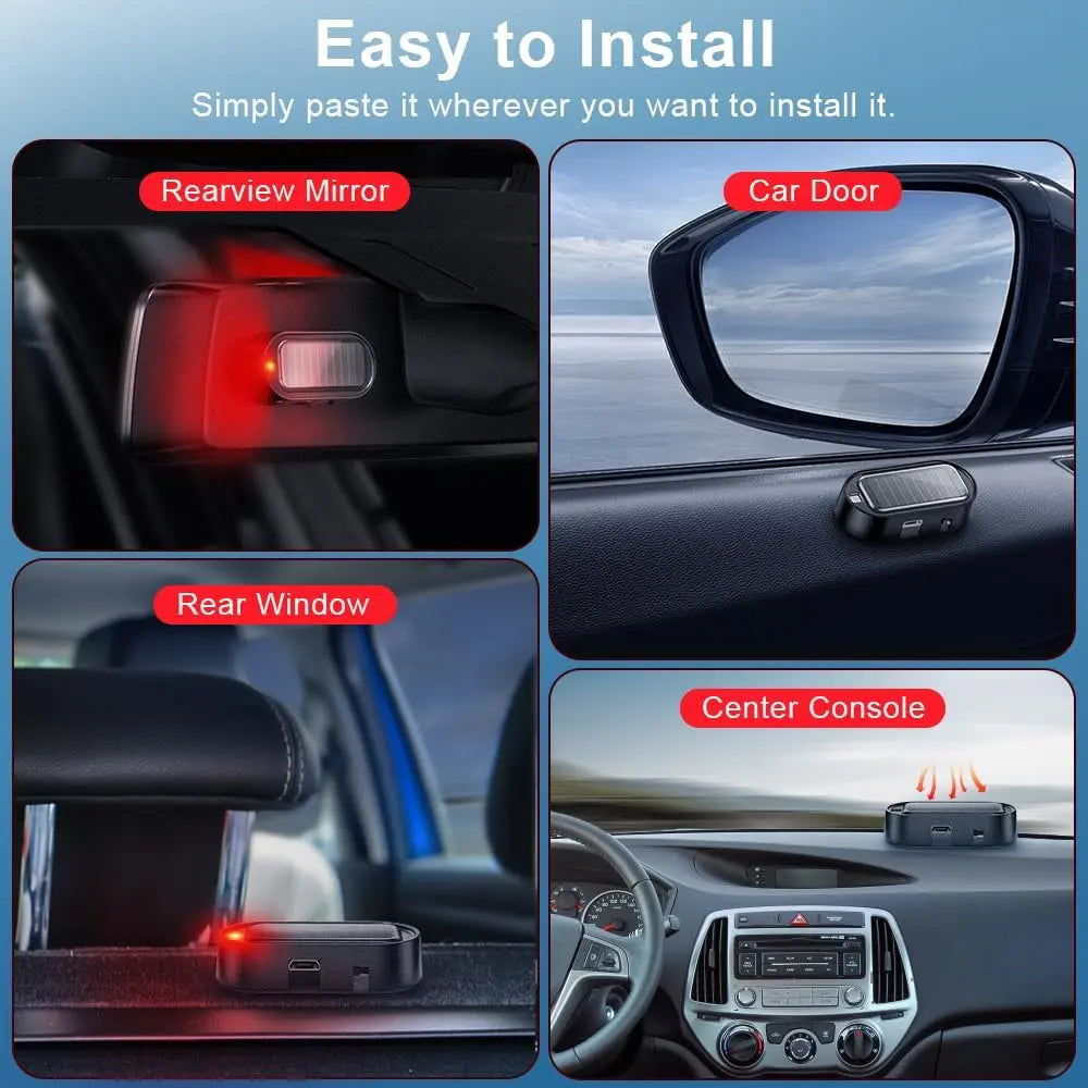 Solar Car Security Warning Light – Simulated LED Anti-Theft Indicator