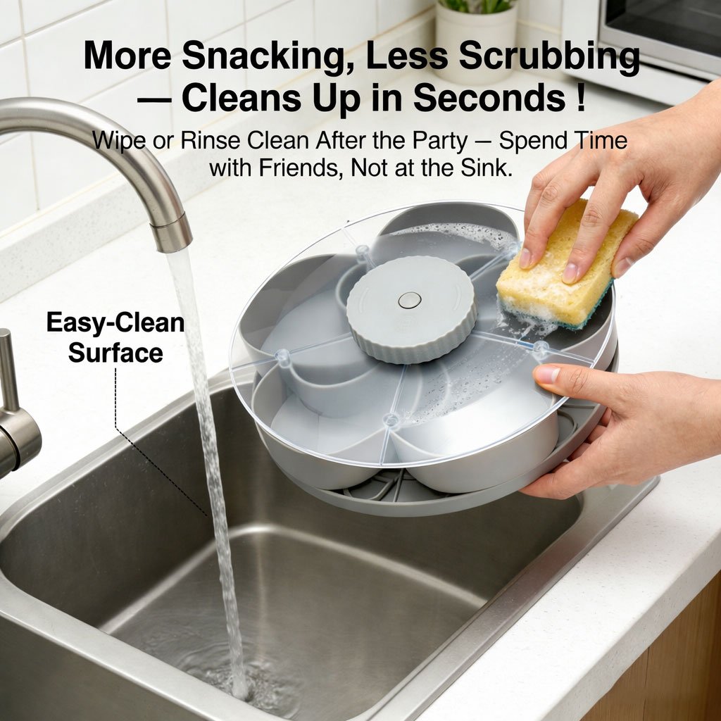 🎁Free Shipping!🍽️ Rotating 5-Compartment Snack Tray