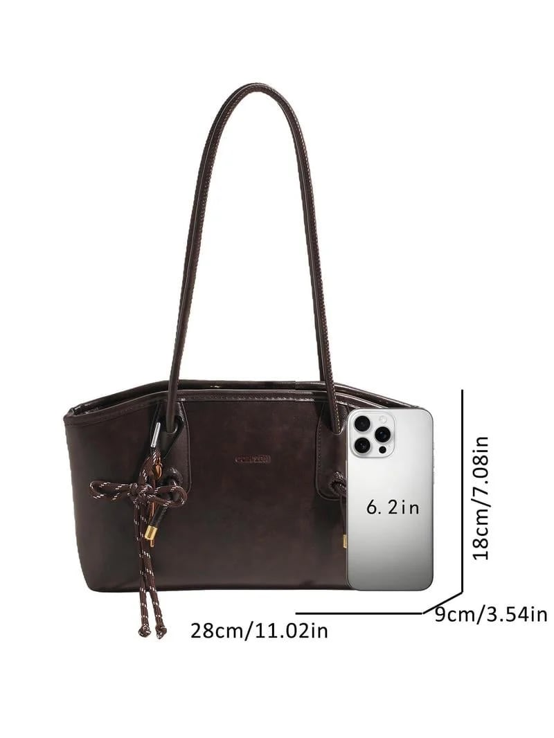 đWomen's Elegant Solid Color Large Capacity Shoulder Bag | Trendy Versatile Tote for Daily Commute & Casual Use