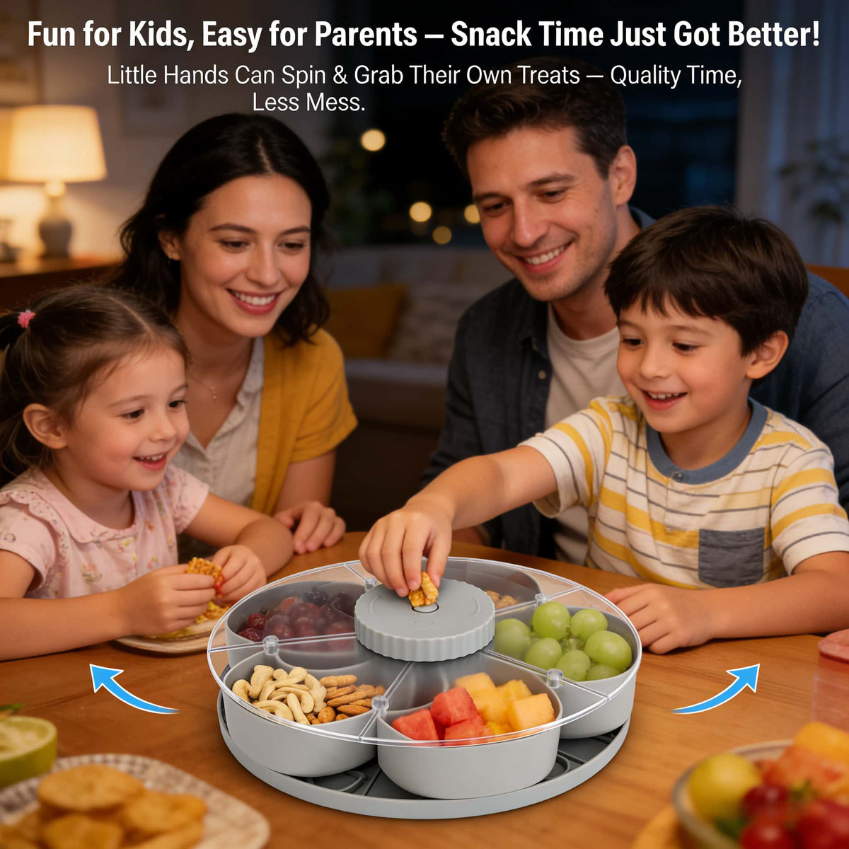 🎁Free Shipping!🍽️ Rotating 5-Compartment Snack Tray