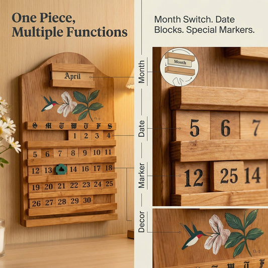 🎄 Festive Wooden Perpetual Calendar