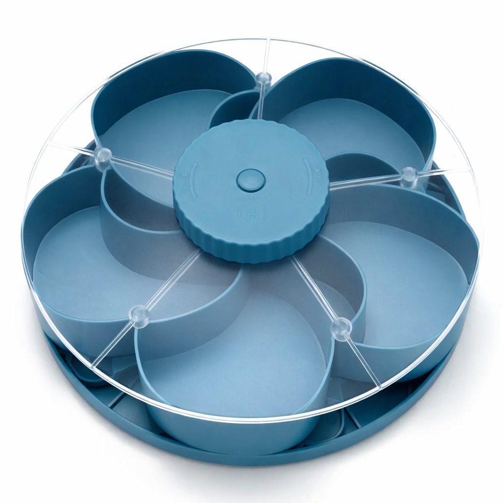 🎁Free Shipping!🍽️ Rotating 5-Compartment Snack Tray
