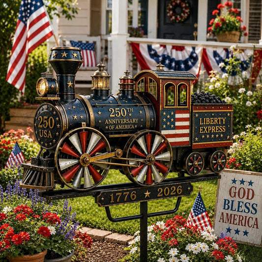 🔥Offre limitée : -55 %🔥🚂Moulin à vent de jardin « Liberty Express », train USA 250