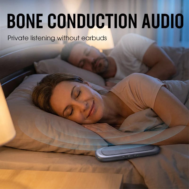 Haut-parleurs sous l’oreiller pour dormir en Bluetooth, technologie à conduction osseuse, générateur de bruit blanc 3D, contrôle du volume et minuterie, adaptés aux personnes dormant sur le côté