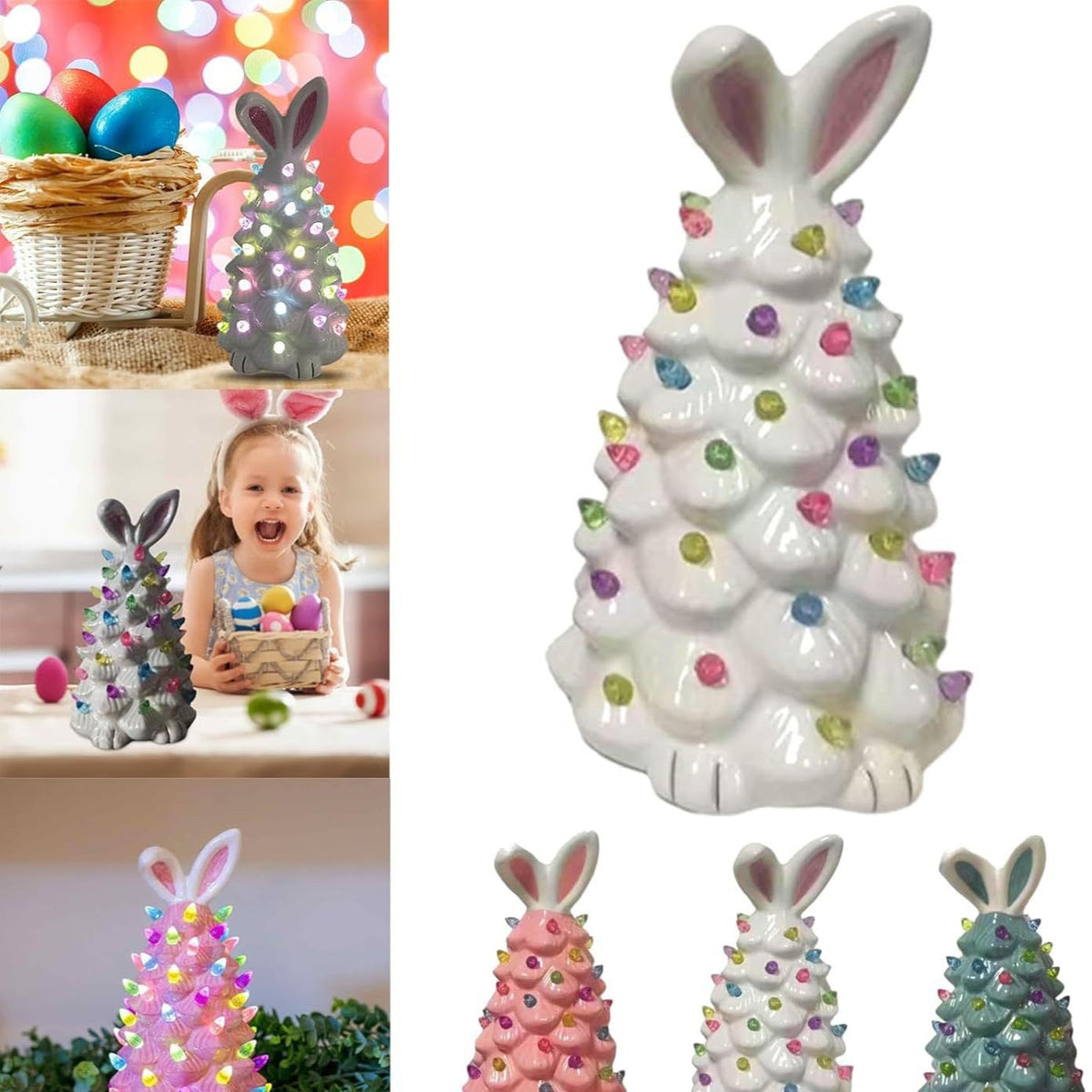 🐰 Décoration de Pâques Arbre Lapin Rose, Nouvel Arbre Lapin en Résine 2026 avec Lumières