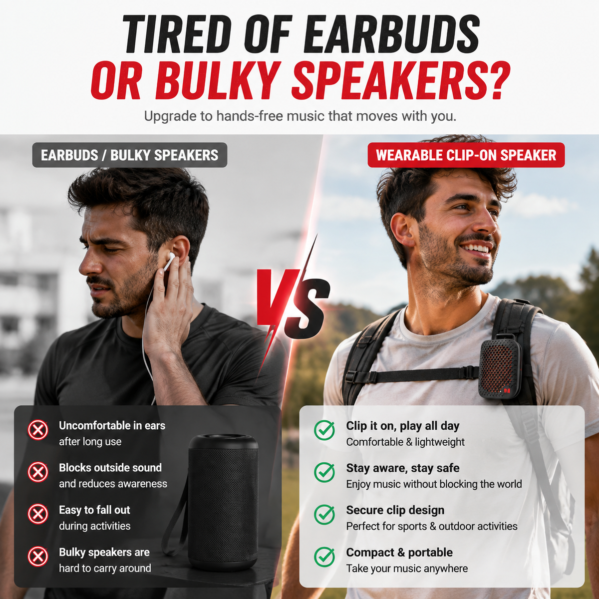 🏃 Outdoor Clip-On Bluetooth Speaker | Waterproof Speaker for Running & Cycling！！！