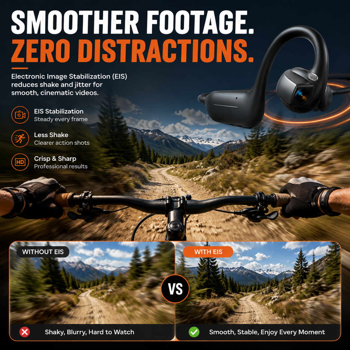 👂Casque Open-Ear intelligent avec caméra 8 MP – Vidéo EIS, assistance IA et batterie 12h