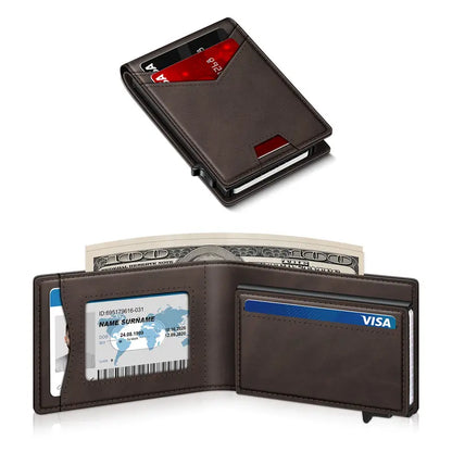 💳 PORTE-CARTES POP-UP | Portefeuille fin avec protection RFID, compartiment à cartes en aluminium à accès rapide et trombone pour billets