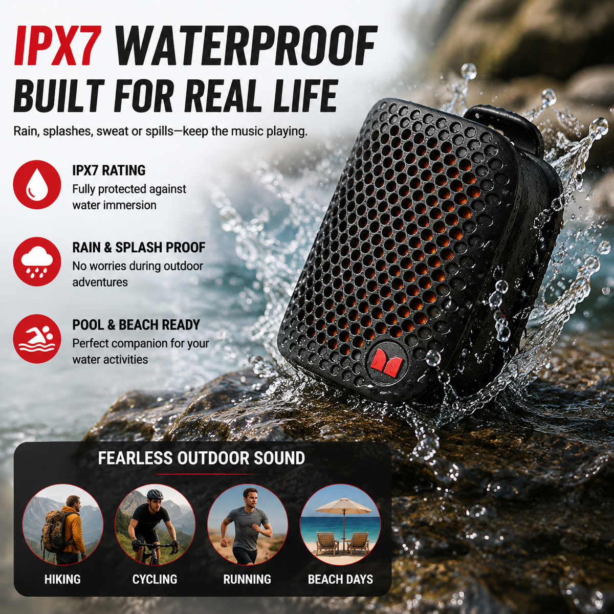 🏃 Outdoor Clip-On Bluetooth Speaker | Waterproof Speaker for Running & Cycling！！！