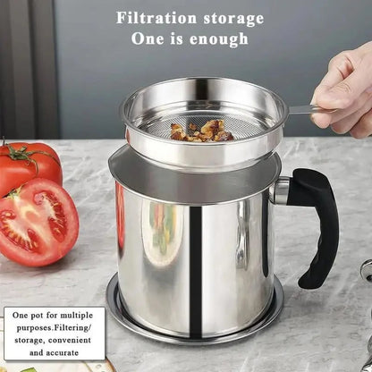 🔥 Meilleure vente !  1 distributeur d’huile de cuisine moderne avec plateau et couvercle, pot à huile en acier inoxydable avec filtre, récipient pour graisse de bacon, flacon pour huile de cuisson, ustensile de cuisine, accessoire de cuisine