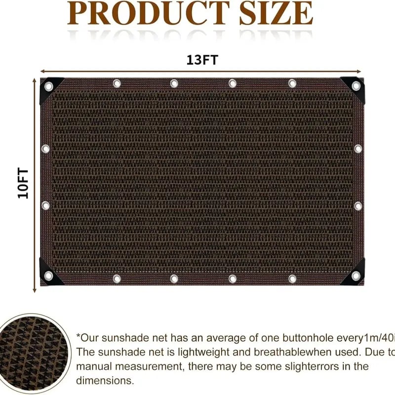 ⛅ Filet d’ombrage noir à 90 % d’opacité, 10 × 13 pi, protection UV avec rivets renforcés