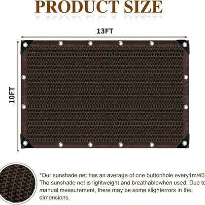 ⛅ Filet d’ombrage noir à 90 % d’opacité, 10 × 13 pi, protection UV avec rivets renforcés