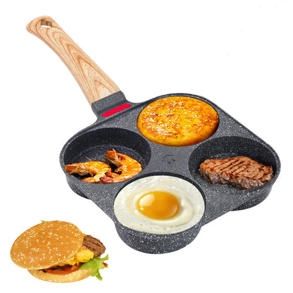 Poêle à petit-déjeuner antiadhésive à 4 cavités – Mini-poêle à œufs et à burgers pour une cuisson parfaitement uniforme