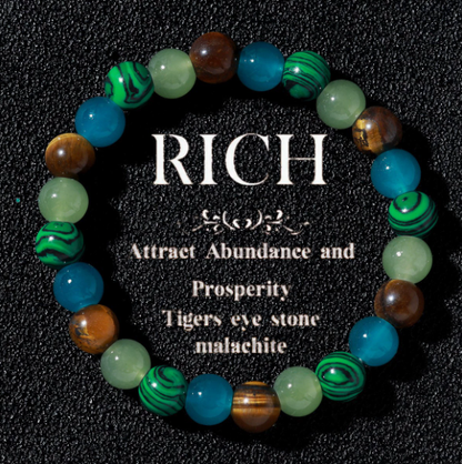 🔥Bracelet d’attraction de l’argent avec aventurine verte et œil-de-tigre