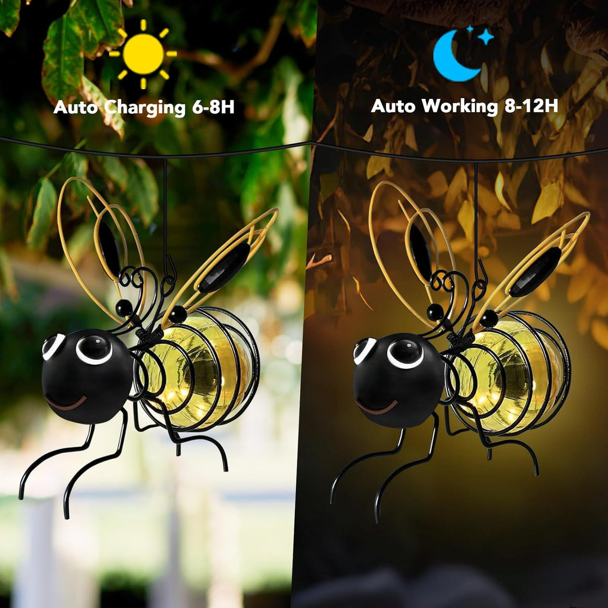 🔥Lampe solaire d’extérieur à suspendre en forme d’abeille