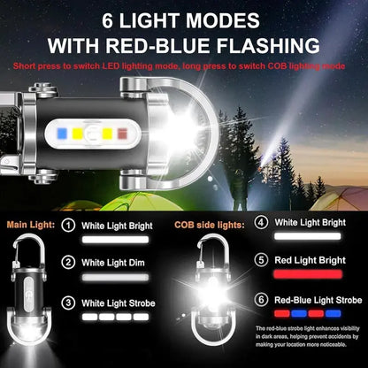 Mini-lampe torche rechargeable sur porte-clés - Lampe EDC 800 lumens