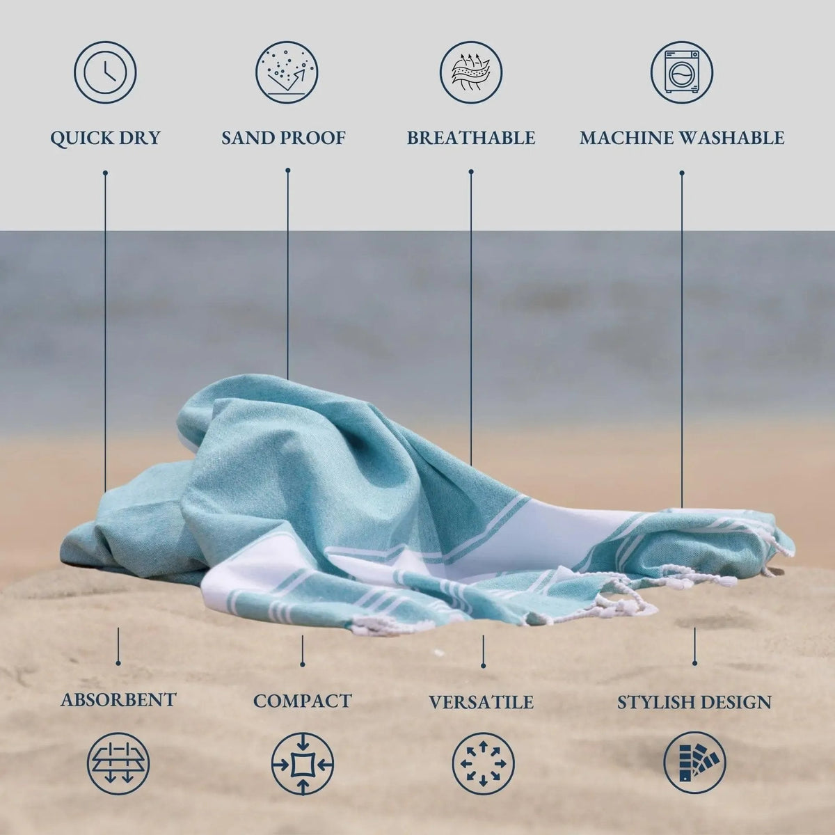 🔥Promotion estivale : -48 % 🌴 Serviette de plage XL légère à tissage plat