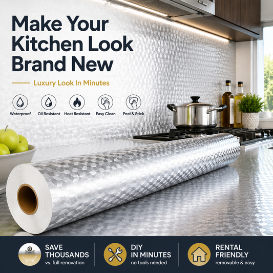✨ Film adhésif pour relooker votre cuisine – Revêtement imperméable DIY pour plans de travail et placards