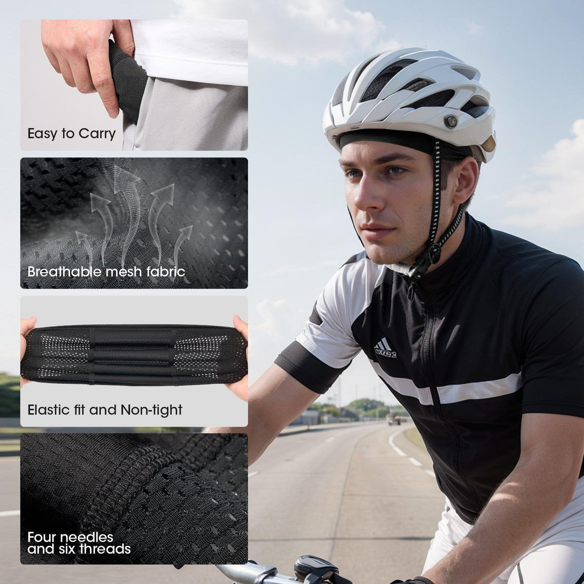 🧢 Lot de 2 sous-casques respirants pour homme | Bandeau léger évacuant la transpiration et sous-casque pour le cyclisme, la course à pied et la moto