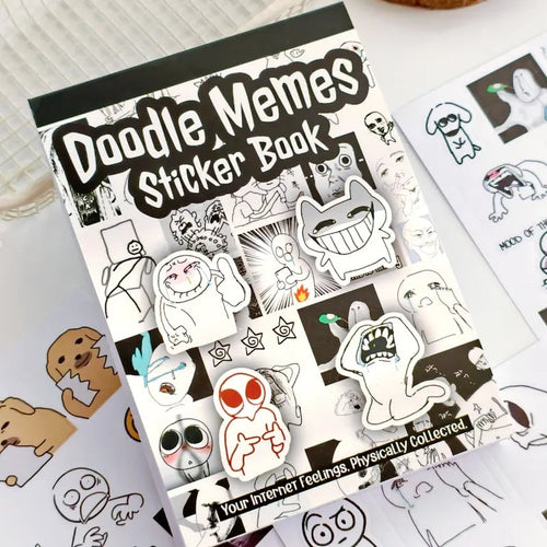 ✨Livre d’autocollants Doodle Meme - 460 autocollants dessinés à la main pour le bullet journal, exprimez votre humeur et les tendances du web