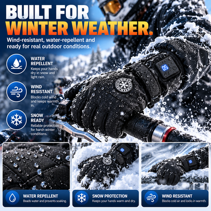 🔥 Gants chauffants rechargeables – 3 niveaux de chaleur, gants d’hiver imperméables avec écran tactile