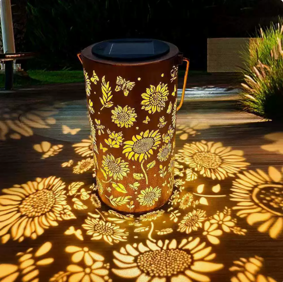 Lanterne solaire colorée en forme de tournesol lumineux pour jardin