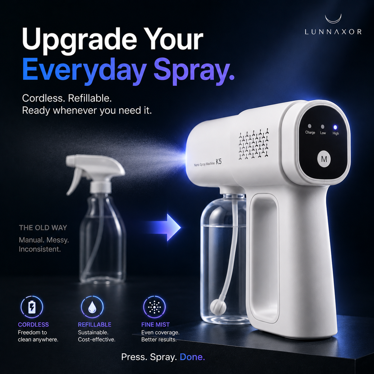 💨 Cordless Nano Mist Sprayer – Continuous Fine Mist & Wide Coverage