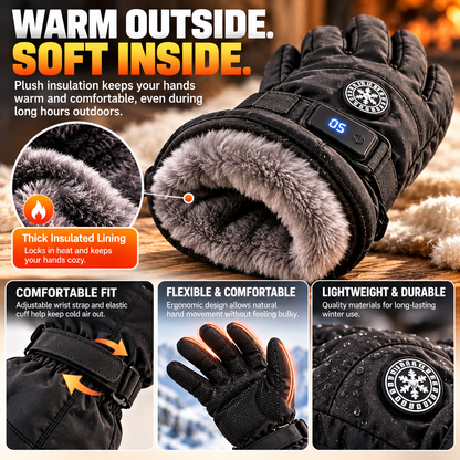 🔥 Gants chauffants rechargeables – 3 niveaux de chaleur, gants d’hiver imperméables avec écran tactile