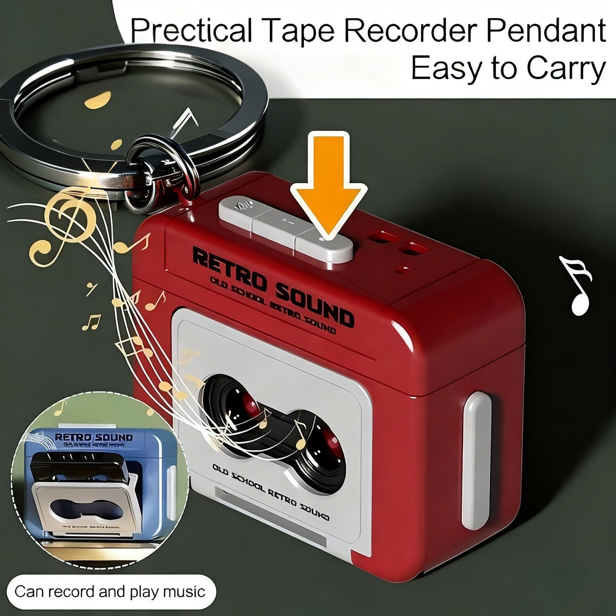🔥LAST DAY 52% OFF🔥- Retro Recorder Keychain | Mini Cassette Music Player & Recorder
